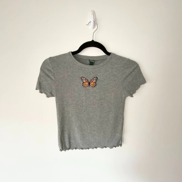 None Tops - Butterfly crop tee shirt